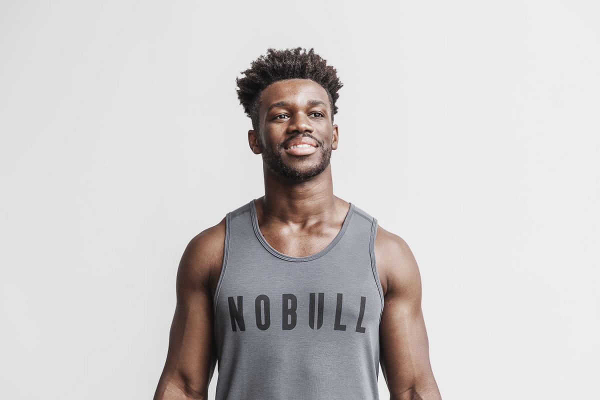 Nobull Men\'s Tank Tops Dark Grey | Australia (QP6972)